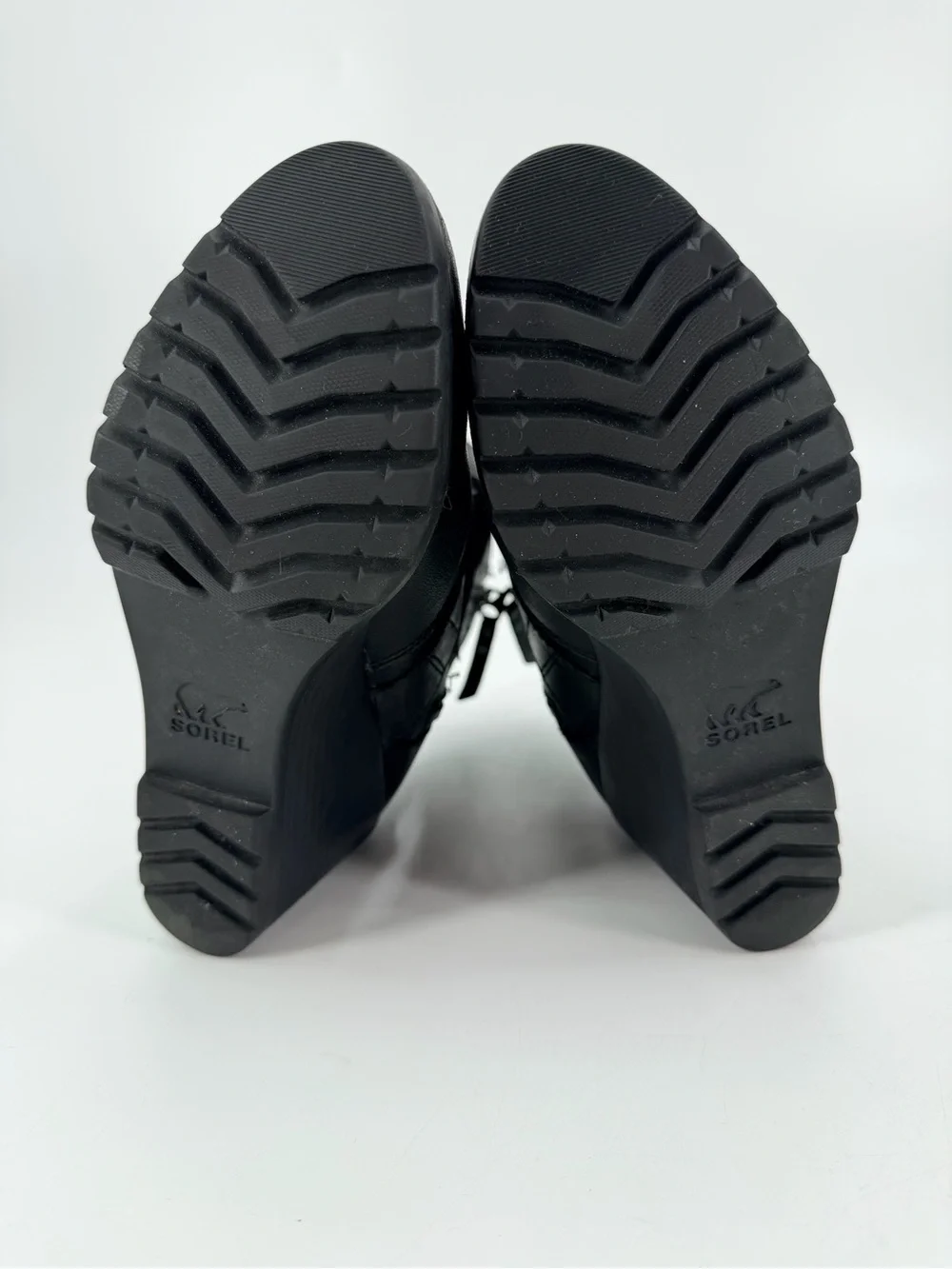Sorel After Hours Size 8 Boots Black Leather Wedge Heel Biker Moto Fashion
